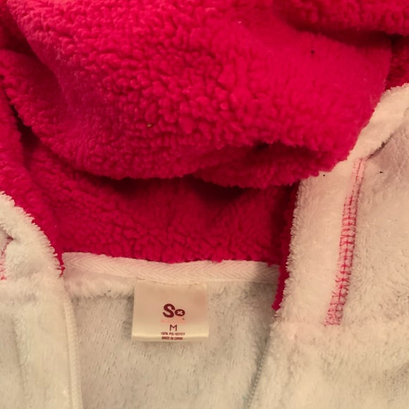 SO plush white fleece 1/4 zip hoodie - Picture 2 of 2